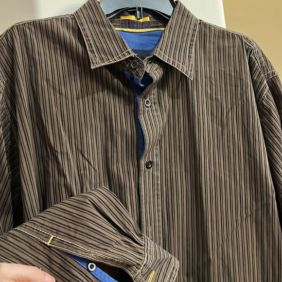 Mens Blue Pronto Uomo Long Sleeve Shirt Size 2XL - Picture 4 of 7